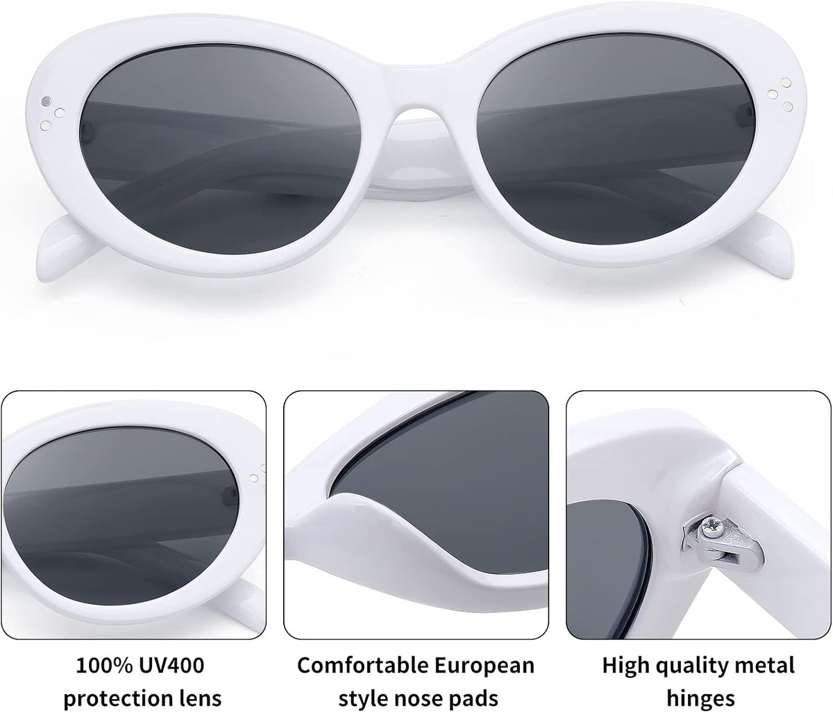 ÉÌƷͼƬ 16 | B0B2W7SH52 | FEISEDY Y2k Oval Sunglasses Womens Thick Bold Retro Clout Goggles Round Cateye Shades B2313
