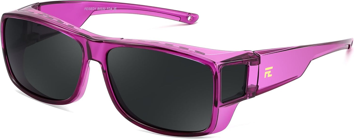 Purple / 63 Millimeters | B0GR46TWC1 | FEISEDY Polarized Fit Over Glasses Sunglasses Driving Outdoors B0330