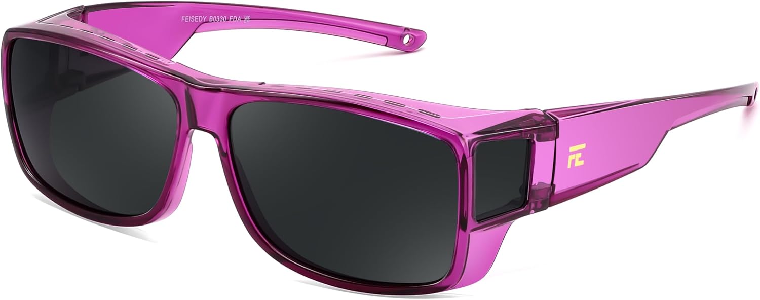 Purple / 63 Millimeters | B0GR46TWC1 | FEISEDY Polarized Fit Over Glasses Sunglasses Driving Outdoors B0330