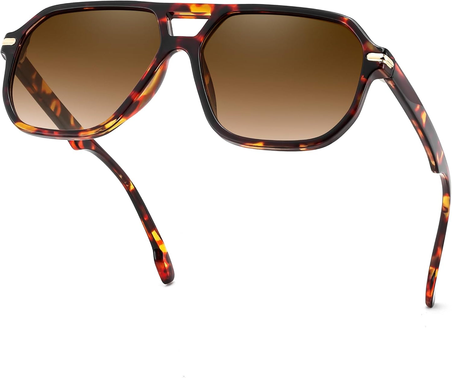 Leopard Frame + Gradient Brown Lens / 58 Millimeters | B0GTPT5DBC | FEISEDY Women Men Aviator Sunglasses UV400 Protection, Retro Trendy Square Frame for Driving Fishing Outdoor Daily B0425