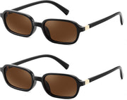 2 Pack Brown+brown / 53 Millimeters | B0DZGVBQ7B | FEISEDY Retro Rectangular Sunglasses for Women Men 90s Small Vintage Fashion Square Sunnies B0282