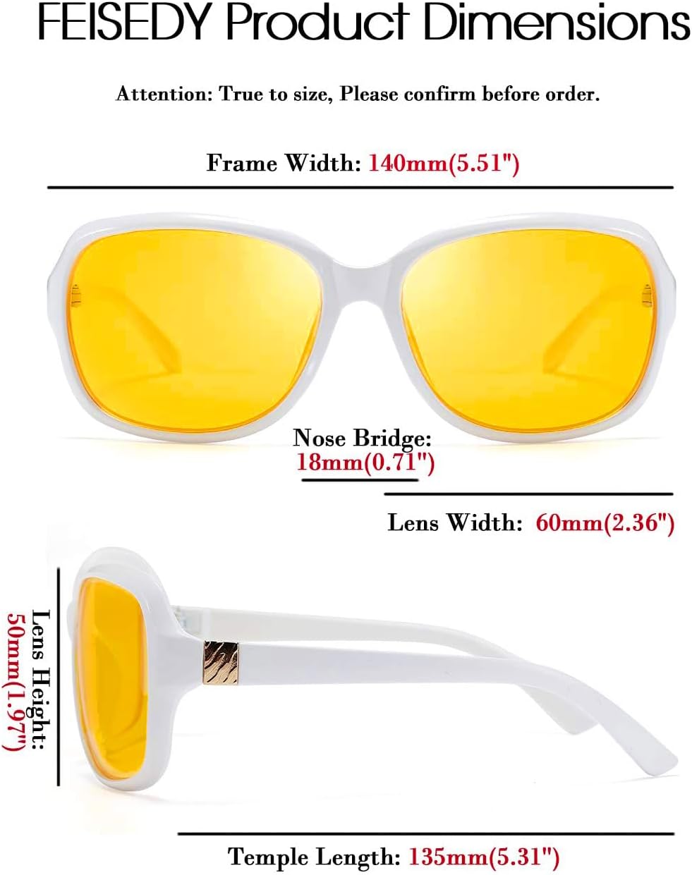 商品图片 26 | B081YY5RM3 | FEISEDY Classic Womens Night Glasses Driving Anti Glare Wrap Around Yellow Sunglasses B2548