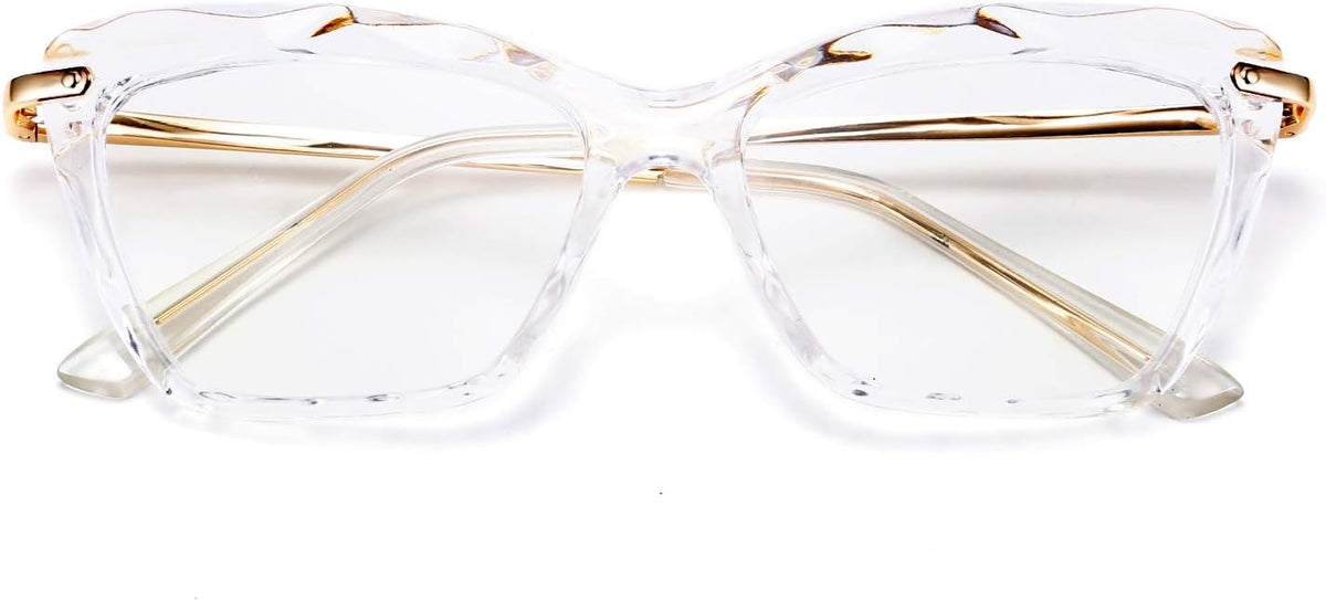Clear / 2.0 x | B088WT1LBJ | FEISEDY Crystal Cat Eye Reading Glasses Blue Light Blocking Reader Anti Eyestrain Glasses B2596 Champagne 1.75x