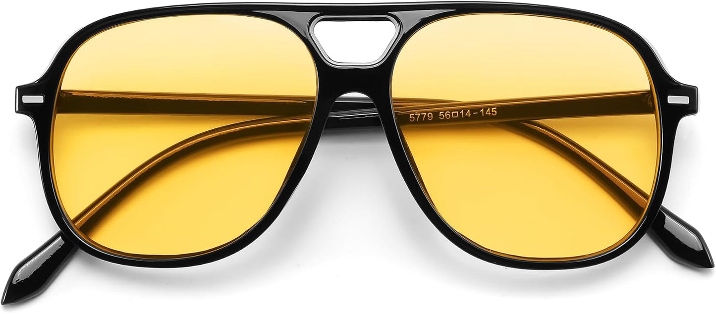 商品图片 45 | B0H1WCGC42 | FEISEDY Retro Square Aviator Sunglasses Women Men Double Bridge B0443