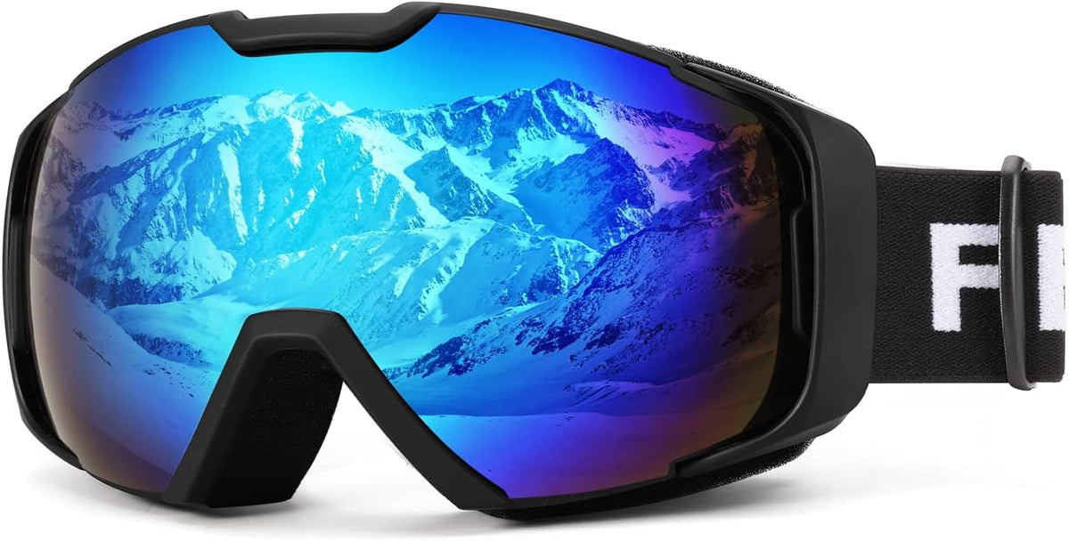 Blue Silver Vlt 18% | B0BGKJQ1HQ | FEISEDY Ski Goggles, OTG Snow Sport Goggles for Adult Youth, Anti-Fog UV400 Protection Bendable Dual-Lenses B2961