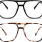 2pack Black+cow Leopard / 54 Millimeters | B0DZH67HG9 | FEISEDY Blue Light Glasses for Women Men Oversized Pilot Lightweight B2866