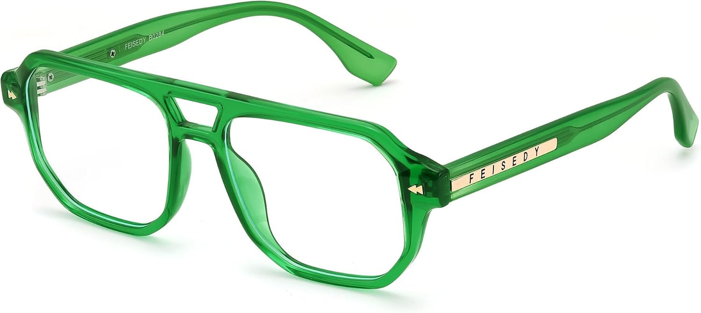 商品图片 25 | B0FHKFDMDZ | FEISEDY Aviator Blue Light Glasses for Men Women, Retro 70s Style Design TR90 Anti Glare Digital Eyestrain & Daily Wear B0284