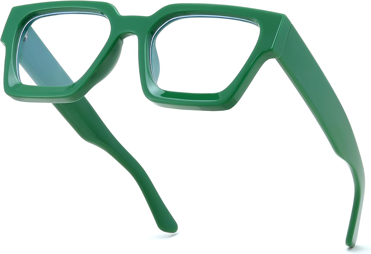 Green / 53 Millimeters | B0DXDXBXMV | FEISEDY Retro Blue Light Blocking Glasses for Women Men 90s Classic Rectangle Frame Thick Chic Computer Eyeglasses B2383R
