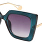 Peacock Blue / 50 Millimeters | B08HVBN3VF | FEISEDY Sunglasses Womens Trendy, Oversized Square Shades, Pearl Inlay Cat Eye Frame UV400 Protection B2625