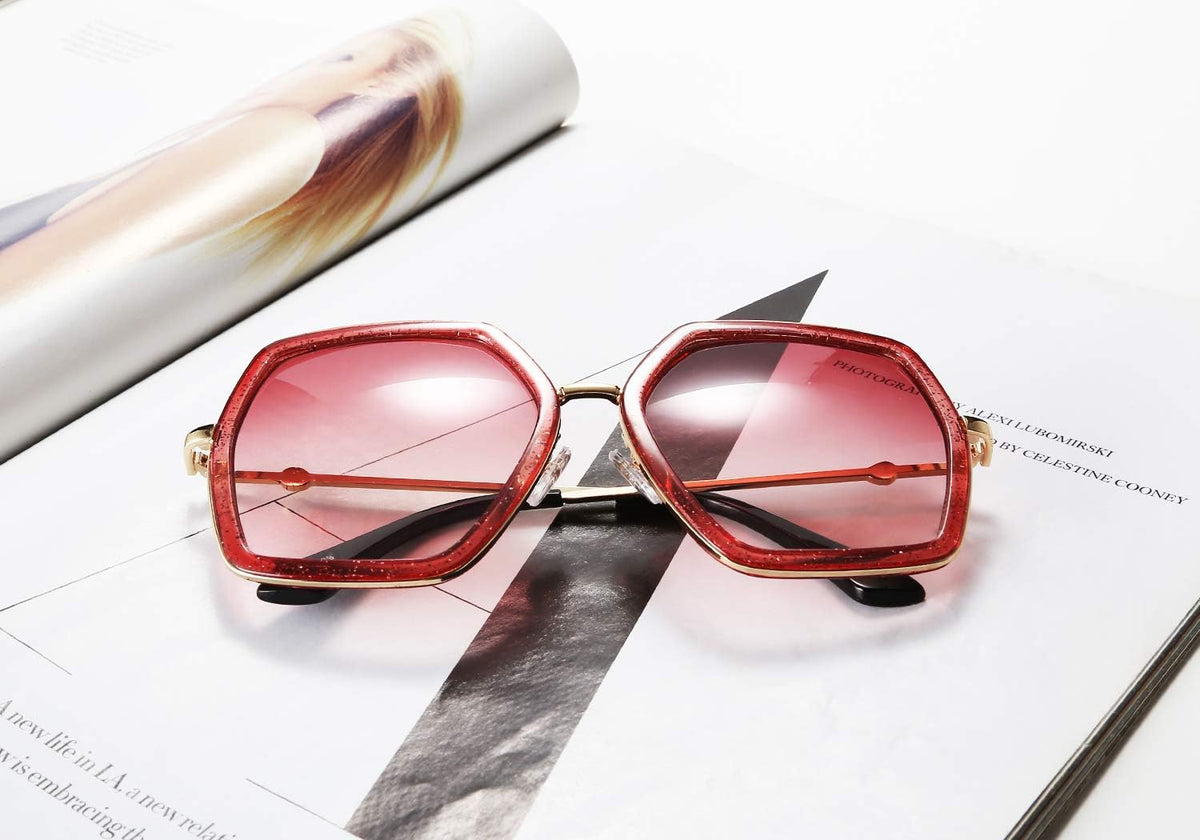 ÉÌƷͼƬ 39 | B08C7TTTDN | FEISEDY Women Large Hexagon Inspired Sunglasses Fashion Irregular Design Style Geometric B2503