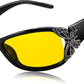 Z-butterfly(black) / 60 Millimeters | B0CRTNTL2D | FEISEDY Classic Womens Night Glasses Driving Anti Glare Wrap Around Yellow Sunglasses B2548