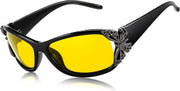 Z-butterfly(black) / 60 Millimeters | B0CRTNTL2D | FEISEDY Classic Womens Night Glasses Driving Anti Glare Wrap Around Yellow Sunglasses B2548