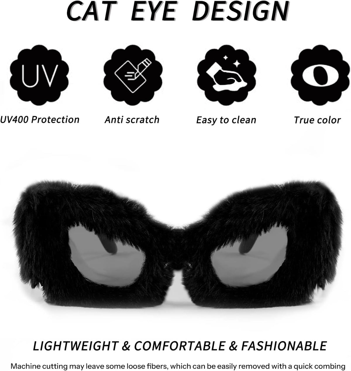 ÉÌƷͼƬ 6 | B09PN9V5N6 | FEISEDY Sunglasses Women Plush Fuzzy Soft Velvet Party Masquerade B2877
