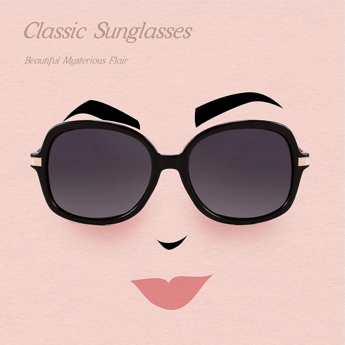 商品图片 8 | B08QDD5B67 | FEISEDY Classic Womens Elegant Polarized Sunglasses Ladies Wide Square Sunglasses Shades B2683