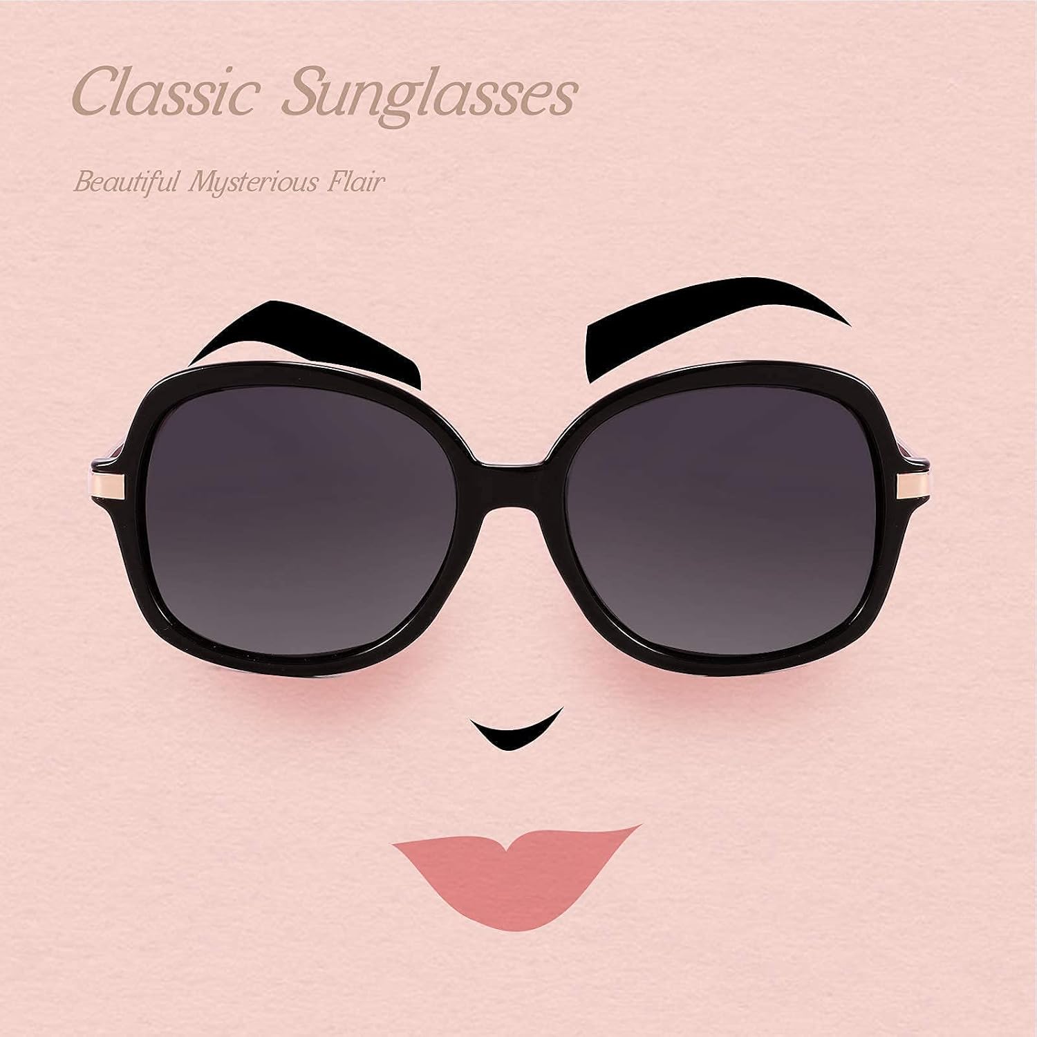 商品图片 8 | B08QDD5B67 | FEISEDY Classic Womens Elegant Polarized Sunglasses Ladies Wide Square Sunglasses Shades B2683