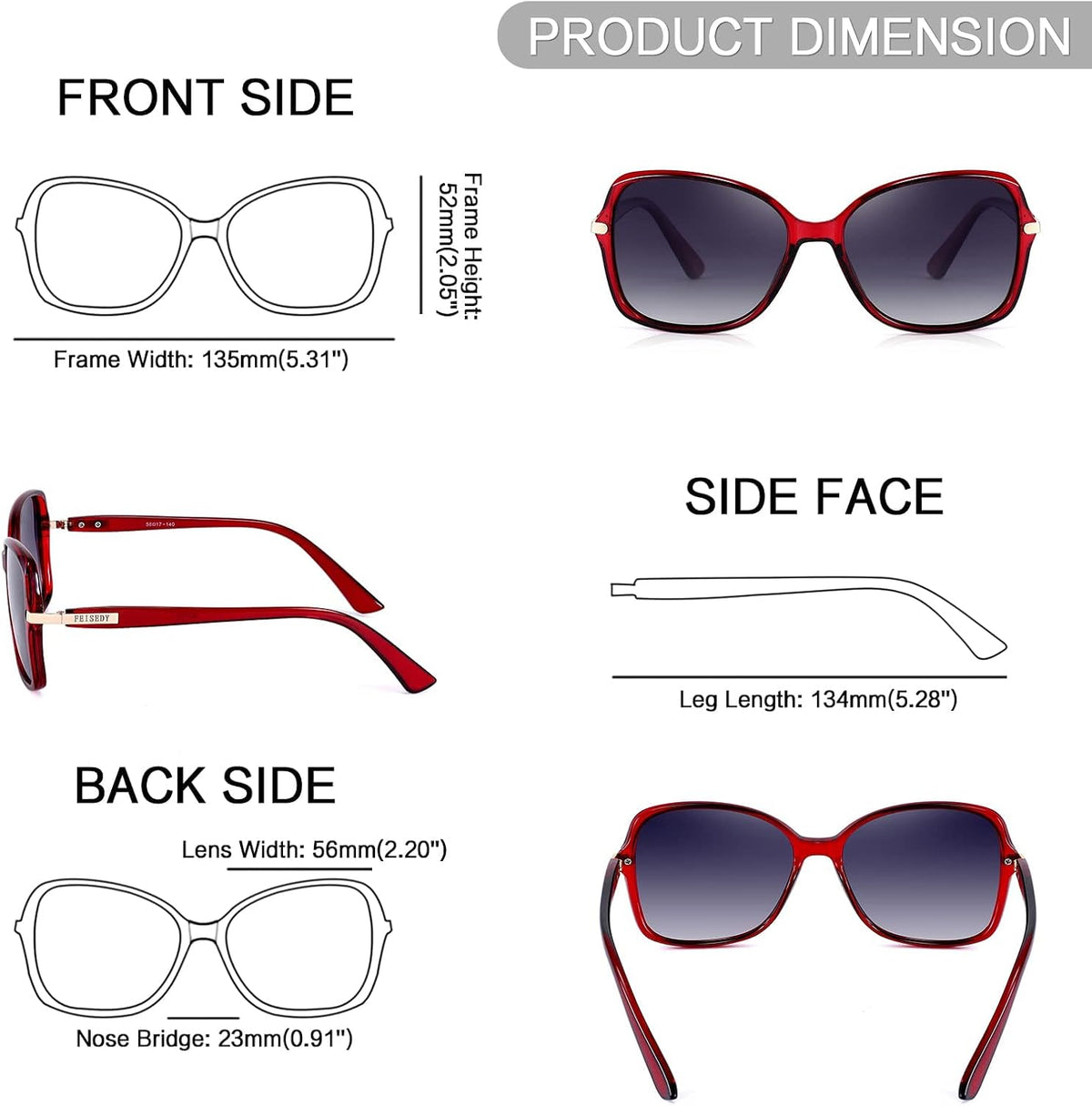 ÉÌƷͼƬ 44 | B09KC567VY | FEISEDY Womens Polarized Sunglasses UV400 Anti Glare Fashion Shades
