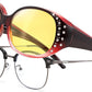 Gradual Wine Red/Yellow / 61 Millimeters | B0GRVGV7Z7 | FEISEDY Women's Polarized Wrap-Around Fit Over Sunglasses with Rhinestones, Anti-Glare Driving Sun Glasses B0362