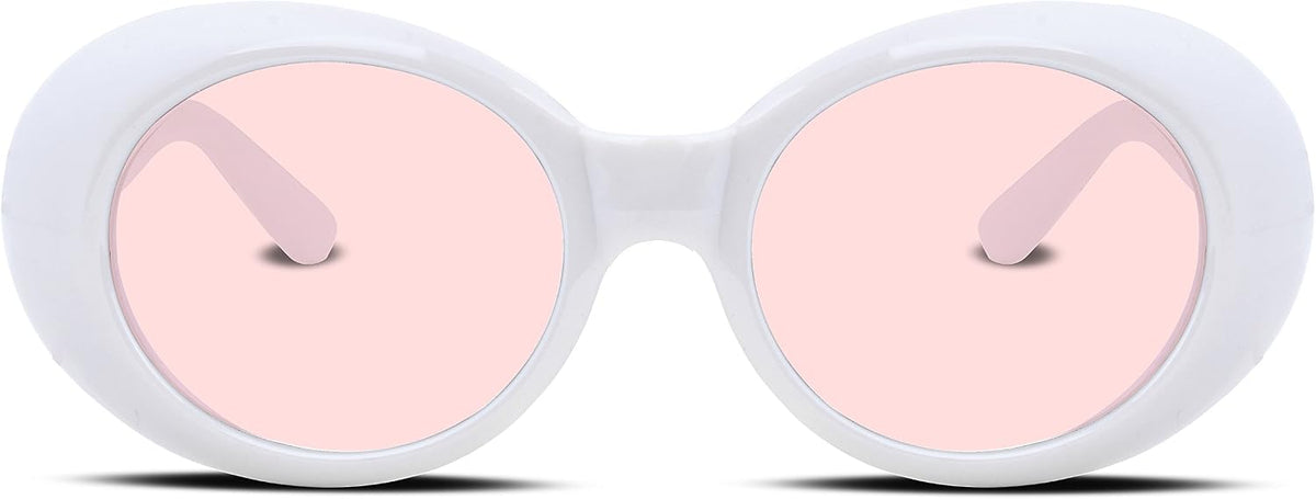 ÉÌƷͼƬ 56 | B074H8KFSZ | FEISEDY Sunglasses White Oval Clout Goggles for Women Men Retro Round Trendy Rimmed Clueless Costume Frame B2253