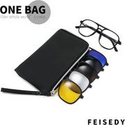 商品图片 6 | B09R13L9H4 | FEISEDY Magnetic Clip on Sunglasses TR90 Frame TAC 5pcs Replacement Lens Set Sunglasses for Men Women B2884