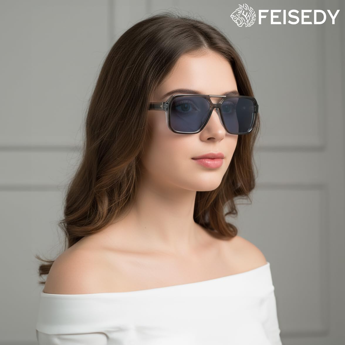 ÉÌƷͼƬ 22 | B0GLG5HZ1L | FEISEDY Retro Square Aviator Sunglasses for Men Women B0390