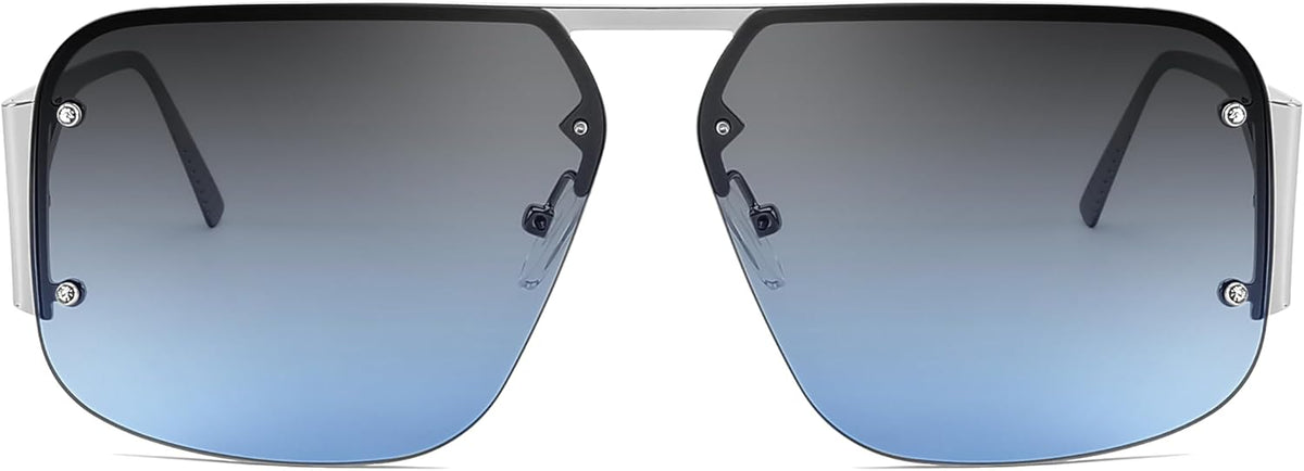 ÉÌƷͼƬ 2 | B0CP2666ZB | FEISEDY Trendy Aviator Sunglasses for Women Men Retro Metal Rimless Frame Square Shades B2985