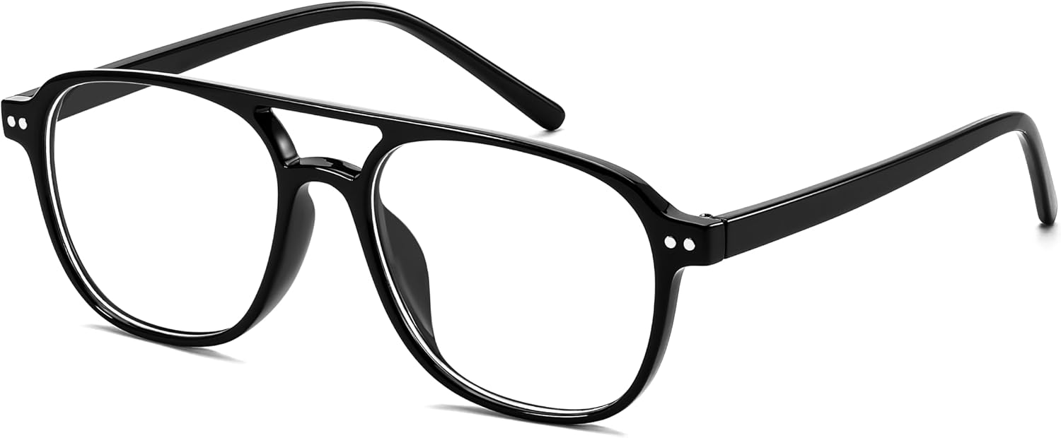 Black / 50 Millimeters | B0CY1WT3K1 | FEISEDY Blue Light Blocking Glasses Women Men Square Computer Lightweight Pilot Glasses Anti Eyestrain & UV Glare B0141