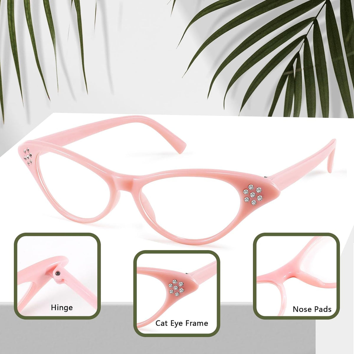 商品图片 18 | B09M8NJ7DM | FEISEDY Rhinestone Cat Eye Sunglasses for Women 50s 60s Party Style B2848