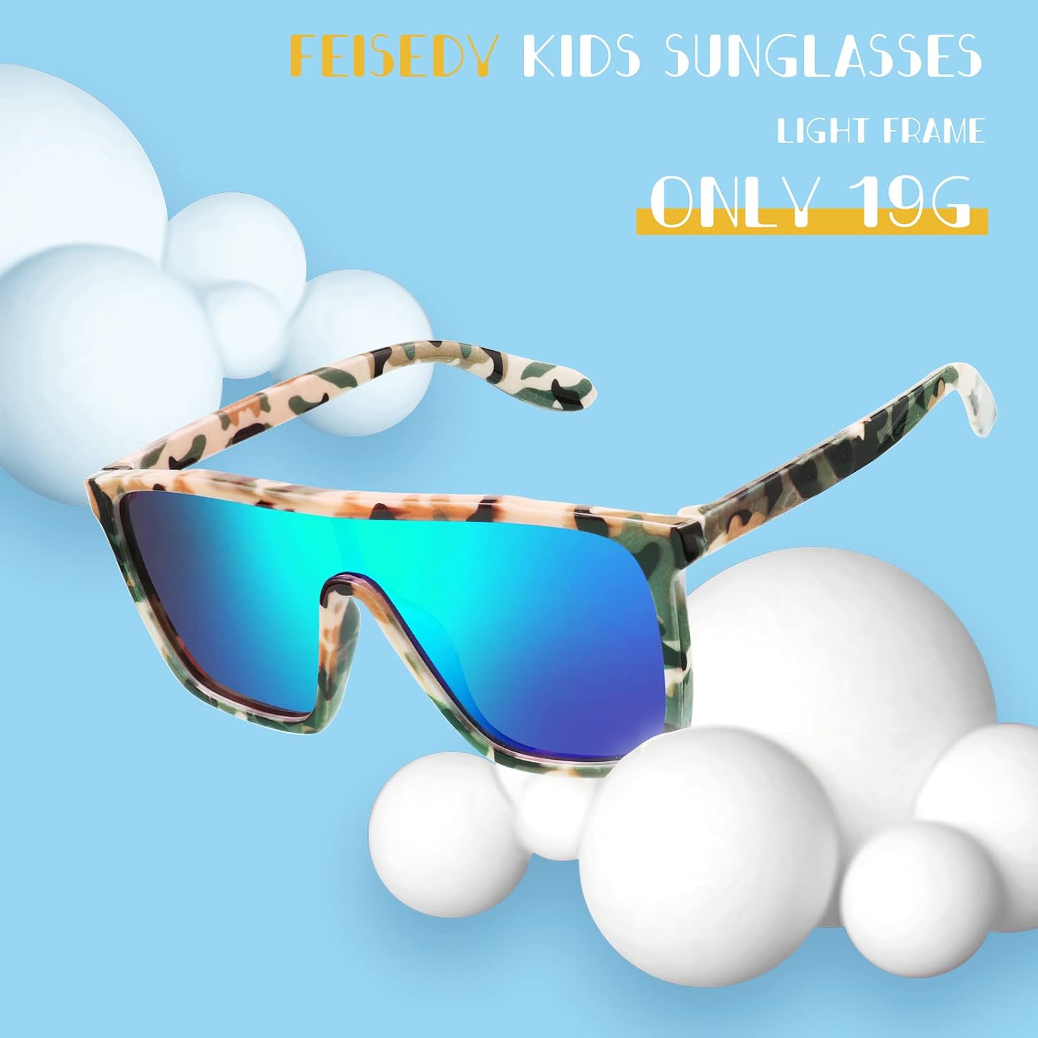 商品图片 13 | B09MW1KQ6Y | FEISEDY Kids Sunglasses for Girls Fashion Cute Boys Teenagers Glasses One Piece UV400 B2812