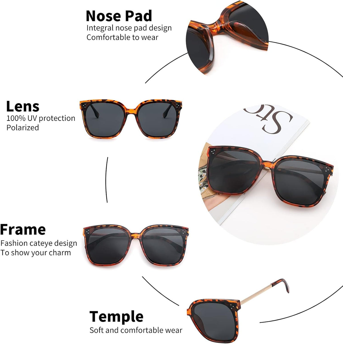 ÉÌƷͼƬ 25 | B0BB2BM9KF | FEISEDY Sunglasses Womens, Oversized Retro Square Polarized Sunglasses, Trendy Shades UV400 B2901