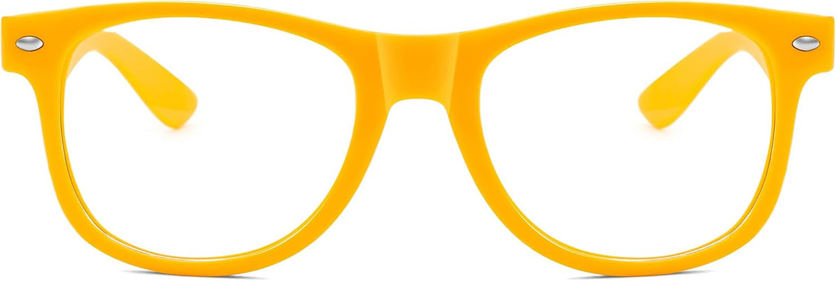 Yellow / 52 Millimeters | B0DSPKNSFY | FEISEDY Classic Square Eyewear Frame Clear Lens Retro Nerd Fake Glasses for Men Women Cosplay Costume Eyeglasses B0276