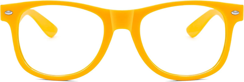Yellow / 52 Millimeters | B0DSPKNSFY | FEISEDY Classic Square Eyewear Frame Clear Lens Retro Nerd Fake Glasses for Men Women Cosplay Costume Eyeglasses B0276