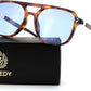 Leopard Frame Blue Lens / 53 Millimeters | B0H2V8LX7B | FEISEDY Retro Polarized Aviator Square Sunglasses for Women Men UV400 B0357