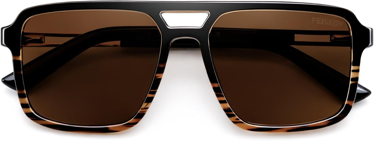 ÉÌƷͼƬ 14 | B0GLNFSYQ5 | FEISEDY Retro Aviator Polarized Square Sunglasses for Men Women B0377