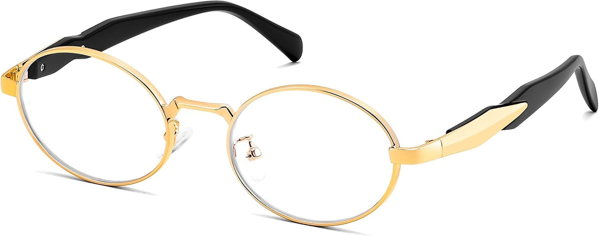 Glod / 56 Millimeters | B0FN7QDKSP | FEISEDY Retro Oval Blue Light Glasses for Women Men, Vintage Trendy Classic Eyeglasses B0325