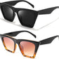 Black + Black-leopard / 52 Millimeters | B099ZVK3P4 | FEISEDY Vintage Square Cat Eye Sunglasses Women Trendy Cateye Sunglasses B2473
