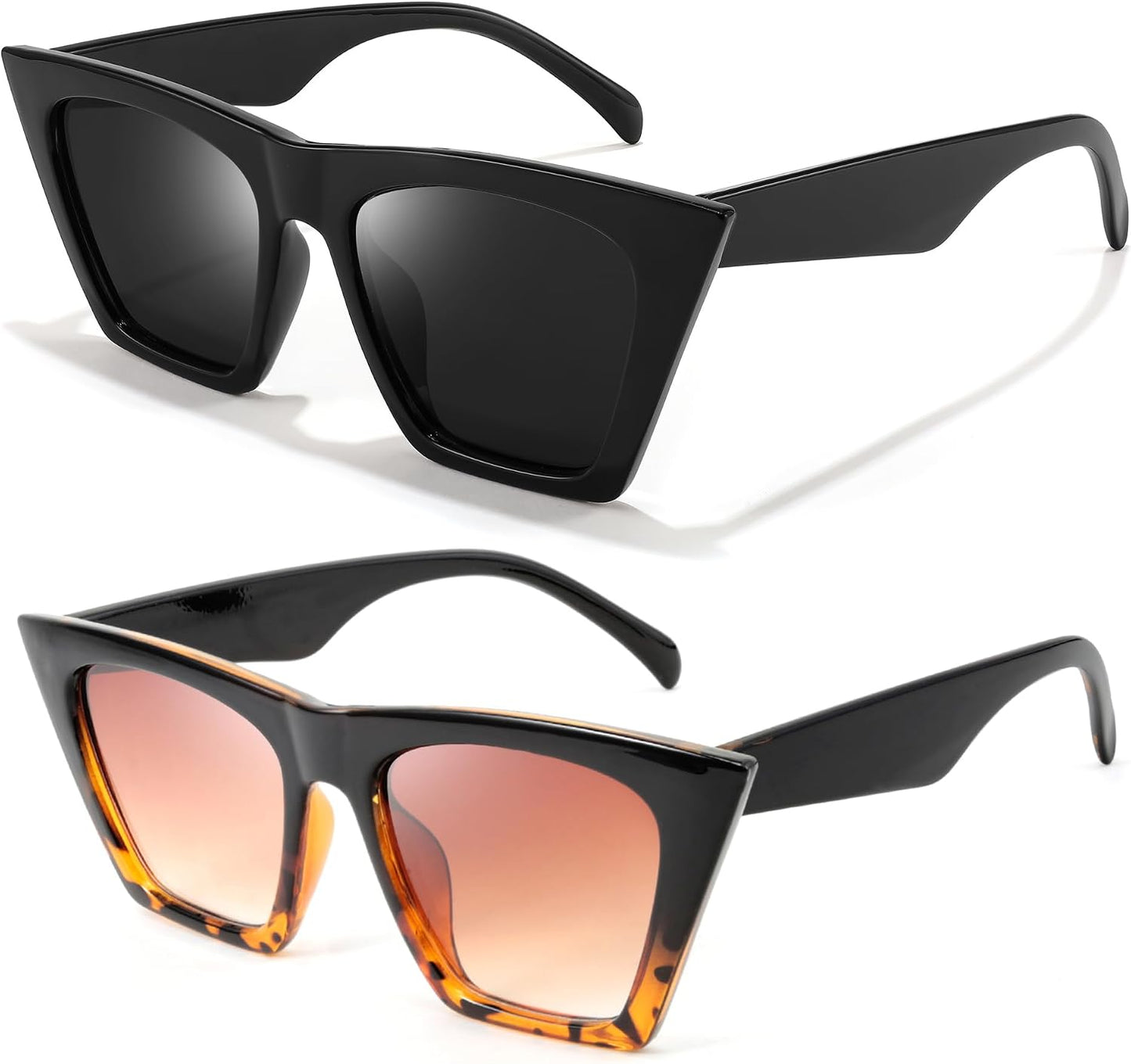 Black + Black-leopard / 52 Millimeters | B099ZVK3P4 | FEISEDY Vintage Square Cat Eye Sunglasses Women Trendy Cateye Sunglasses B2473
