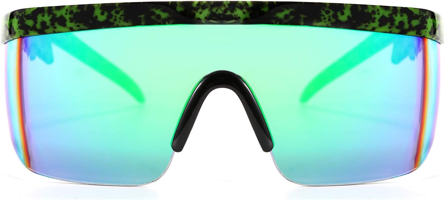 商品图片 50 | B096SD9GGG | FEISEDY Oversized Mirror Shield Sport 80s Sunglasses Ski Goggles Flat Top One Piece Futuristic Visor Women Men B2522