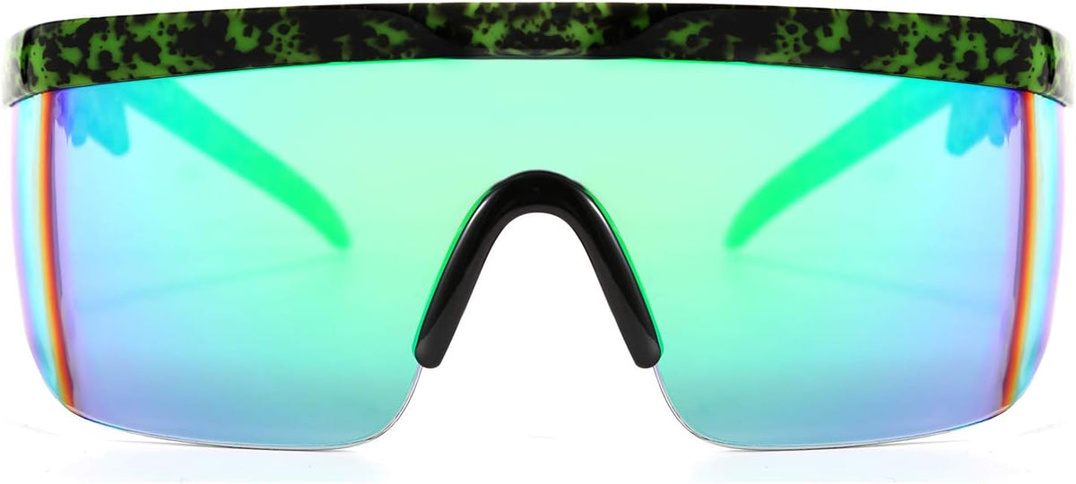 ÉÌƷͼƬ 50 | B096SD9GGG | FEISEDY Oversized Mirror Shield Sport 80s Sunglasses Ski Goggles Flat Top One Piece Futuristic Visor Women Men B2522