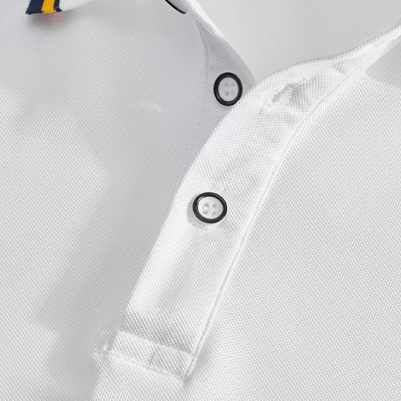 商品图片 4 | B0H2VXPC76 | White Polo Shirts for Men, Short Sleeve Breathable Ice Cool Golf Shirt, Business Casual Summer Polo for Men