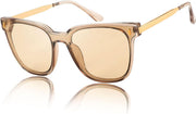 Tea / 53 Millimeters | B09B3GHGYB | FEISEDY Women Fashion Round Sunglasses Square Trendy Classic Chic Shades UV400 B2797
