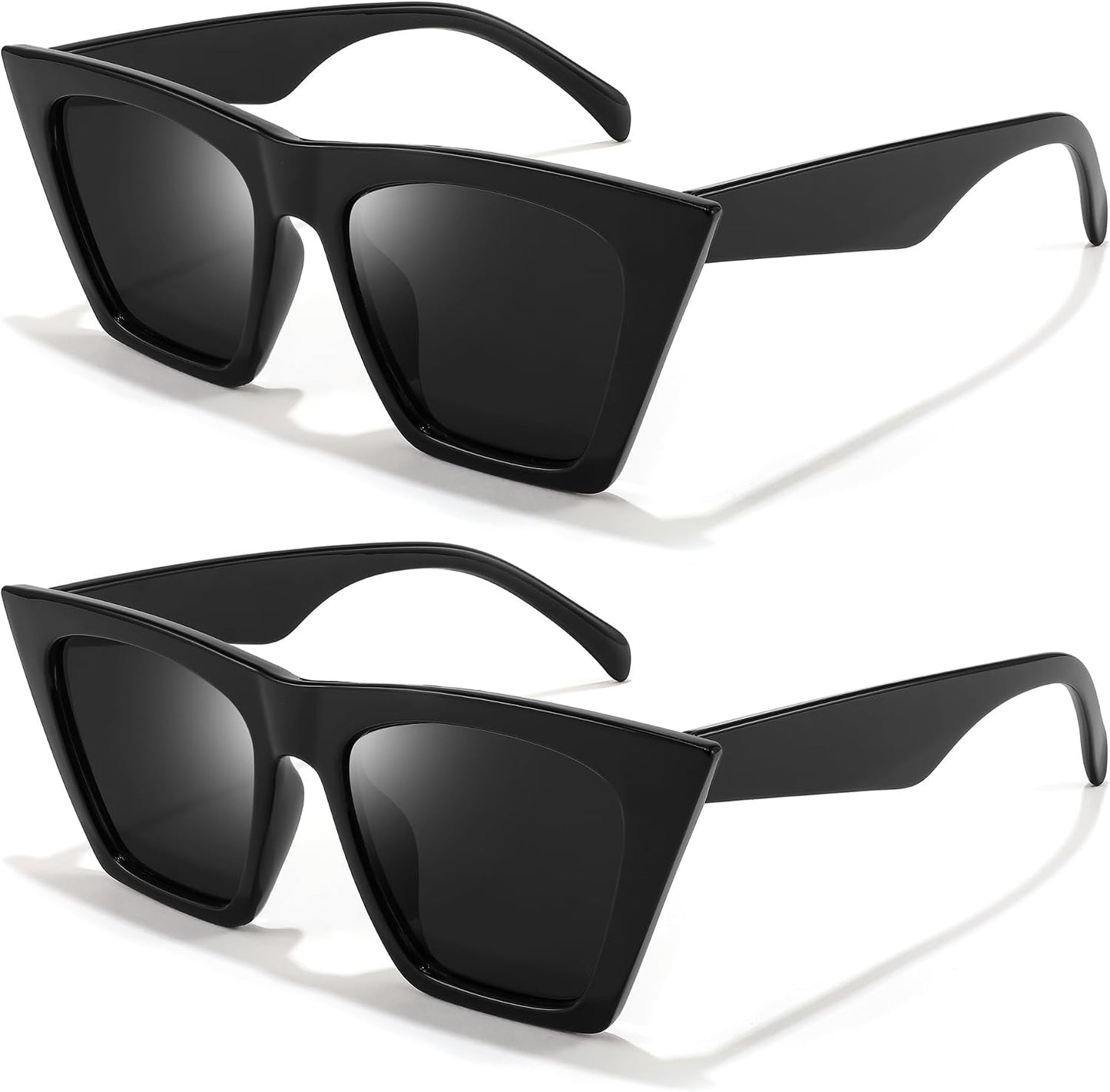 Black + Black / 52 Millimeters | B099ZTWFH7 | FEISEDY Vintage Square Cat Eye Sunglasses Women Trendy Cateye Sunglasses B2473