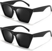 Black + Black / 52 Millimeters | B099ZTWFH7 | FEISEDY Vintage Square Cat Eye Sunglasses Women Trendy Cateye Sunglasses B2473