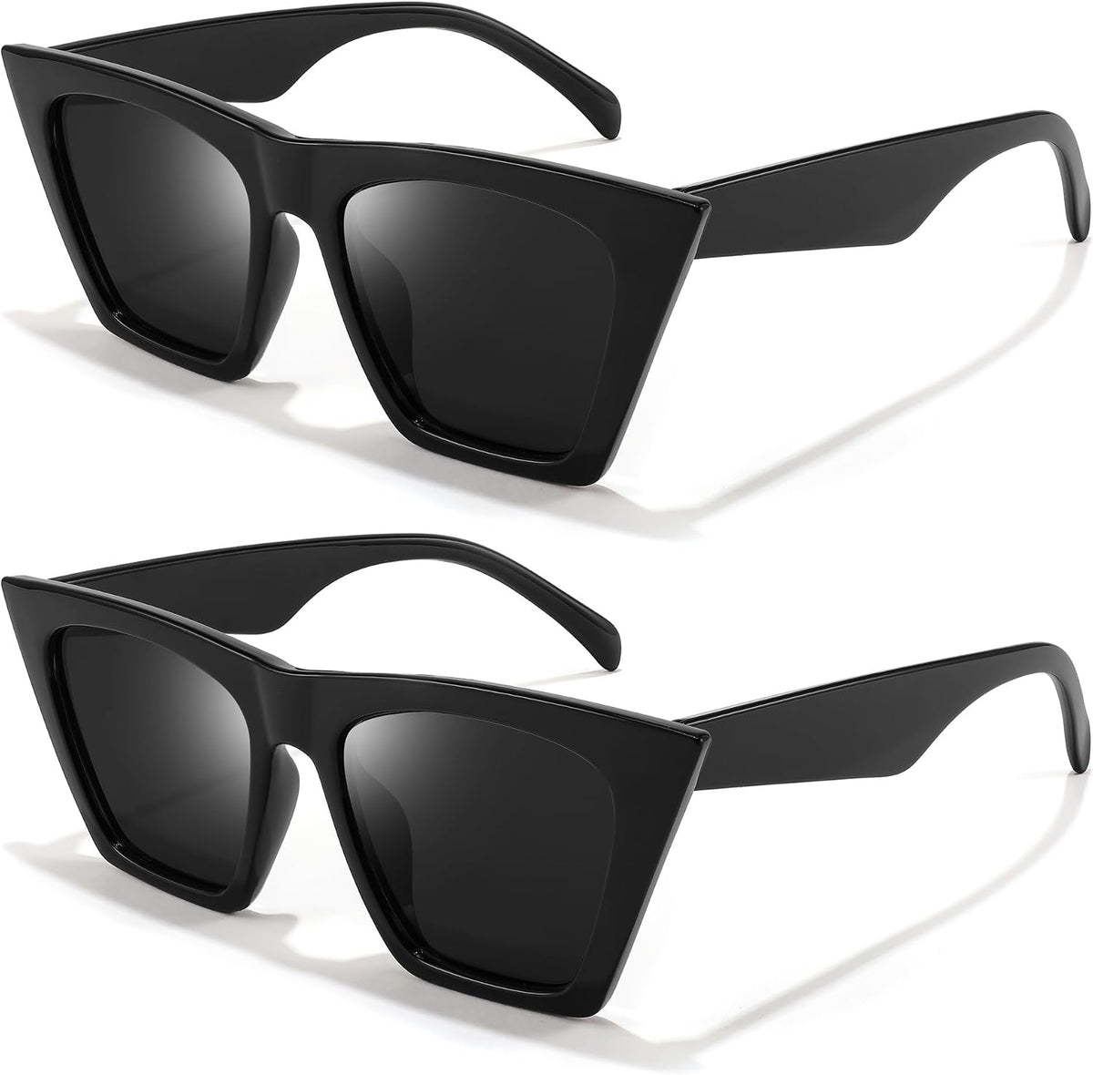 Black + Black / 52 Millimeters | B099ZTWFH7 | FEISEDY Vintage Square Cat Eye Sunglasses Women Trendy Cateye Sunglasses B2473