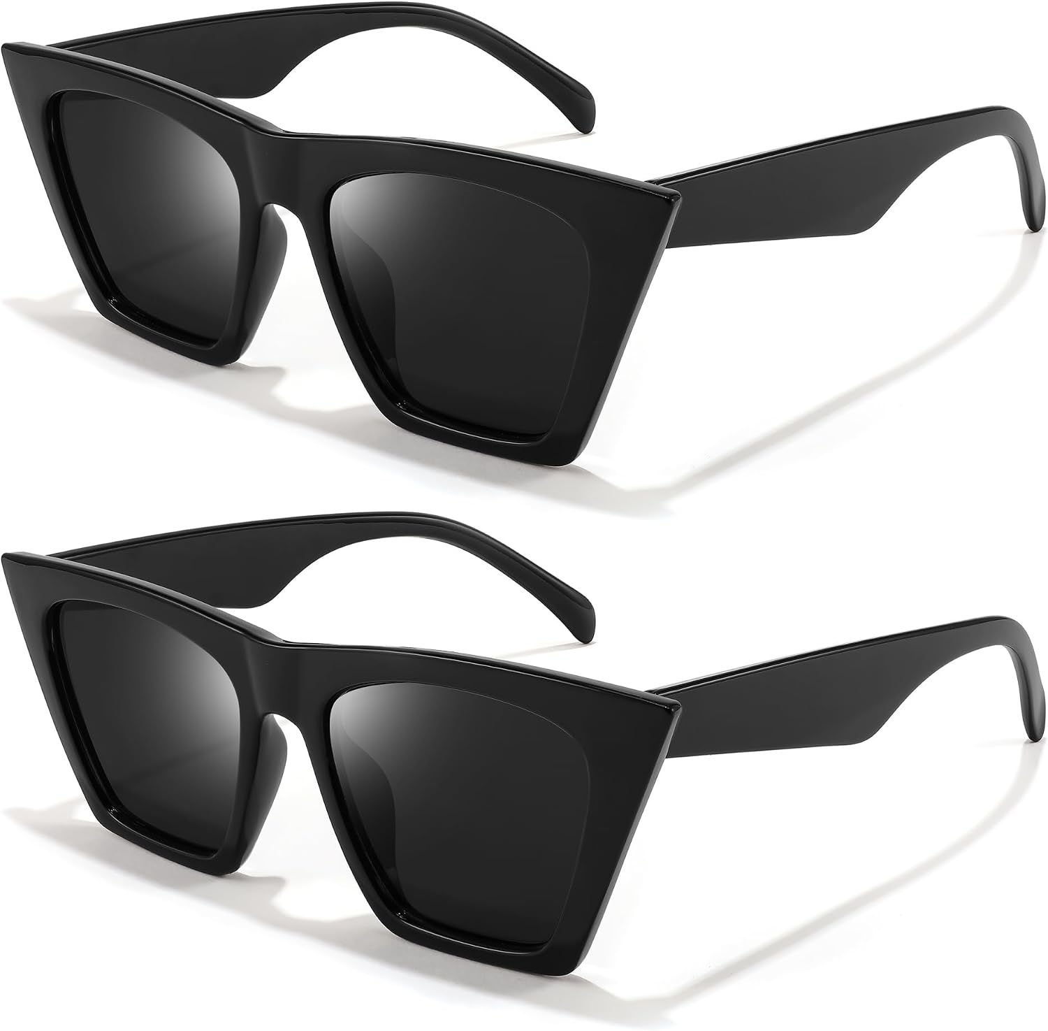 Black + Black / 52 Millimeters | B099ZTWFH7 | FEISEDY Vintage Square Cat Eye Sunglasses Women Trendy Cateye Sunglasses B2473