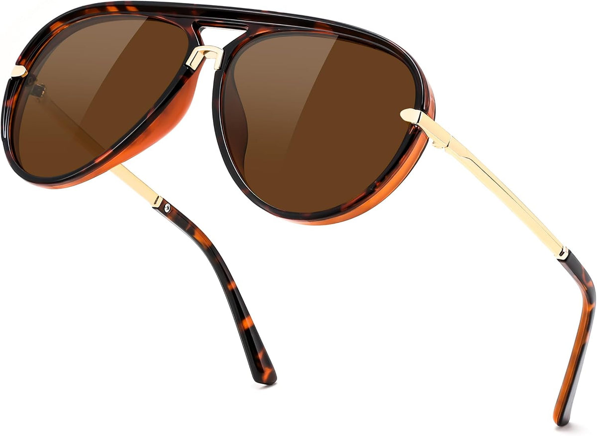 Tortoise Frame + Tea Lens / 58 Millimeters | B0GYVYZBJN | FEISEDY Classic Aviator Sunglasses UV400 Protection for Women Men B0461
