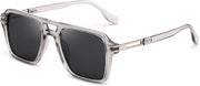 Transparent Grey / 54 Millimeters | B0GVNCDLQG | FEISEDY Retro Aviator Sunglasses Women Men 70s Trendy Square Shades B0422