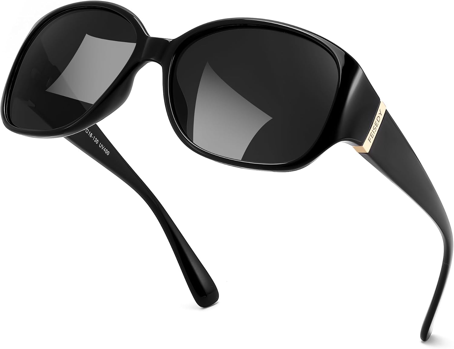 Black Frame & Grey Lens / 58 Millimeters | B0H4QWQJXJ | FEISEDY Women's Polarized Sunglasses Wrap Around Vintage Fashion Sunnies UV400 Protection B0394