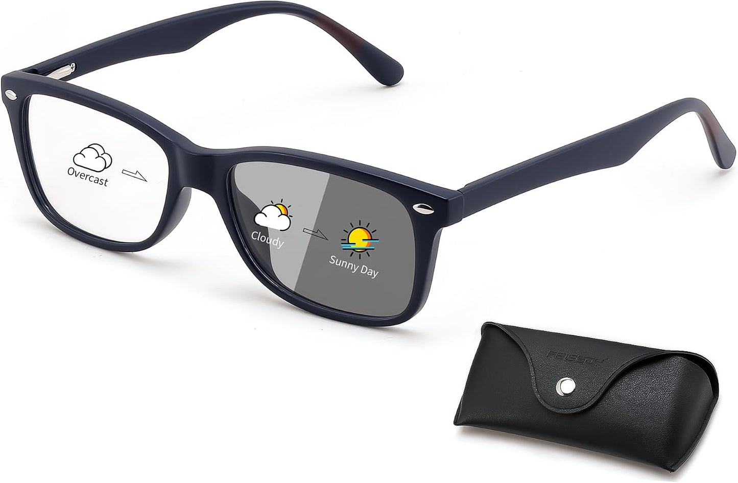 Matte Deep Blue / 53 Millimeters | B0GKNC1WQN | FEISEDY Blue Light Blocking Photochromic Glasses UV400 Protection B1264