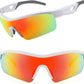 002 White Frame & Red Mirror / 135 Millimeters | B0C716MY4K | FEISEDY Men Sunglasses, Polarized Cycling Sunglasses, UV400 Sports Baseball Running Fishing Hiking Shades B2372