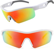 002 White Frame & Red Mirror / 135 Millimeters | B0C716MY4K | FEISEDY Men Sunglasses, Polarized Cycling Sunglasses, UV400 Sports Baseball Running Fishing Hiking Shades B2372